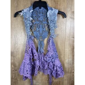 Artist Made Boho Chic Romantic Whimsical Hand Dyed Ombre' Aurora Vest Mermaid